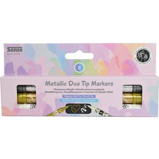 Twin Markers - Guld/sølv/hvid, 3 stk