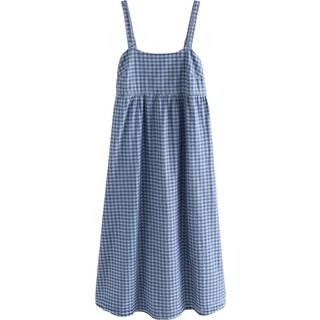 Next Blue Gingham Strappy Denim 100% Cotton Midi Dress - EU 44 (UK 16)