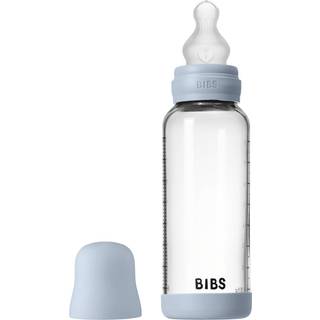 BIBS Baby Glass Bottle Silikone Medium Flow Baby Blue 240 ml
