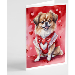 Caroline's Treasures DAC5449GCA7P Tibetan Spaniel My Valentine lykønskningskort Pakke med 8 blanke kort med konvolutter, finurlig A7 Størrelse 5x