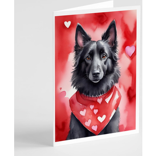 Caroline's Treasures DAC5281GCA7P Belgisk fårehund My Valentine lykønskningskort Pakke med 8 blanke kort med konvolutter, finurlig A7 -størrelse