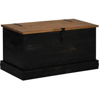 Opbevaringskiste Halden 91X48X47 Cm Massivt Fyrretræ - Sort