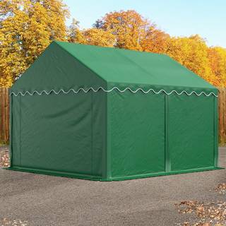3x4m PVC lagertelt, mørkegrøn, med bundramme - (2640)