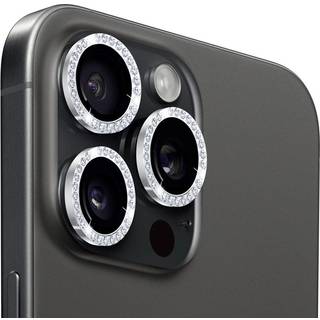 iPhone 15 Pro / 15 Pro Max Holdit Kamerabeskyttelse - Glitter / Sølv