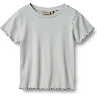 Wheat Irene Ribbet T-shirt Soft Blue 98 cm  Grøn  98 cm  kvinde
