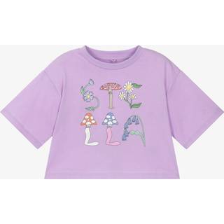 Stella McCartney Kids Printed cropped cotton jersey T-shirt - purple - Y 5