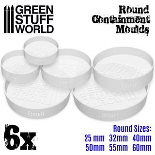 6x Translucent white Containment Moulds for Bases - Round