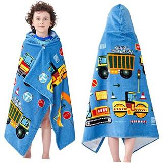 Bavilk Kids Hooded Bath Beach H?ndkl?de Girls Boys Swim Pool Cover Up Super Absorbent Cute Cartoon Animal Full Vitality (Blue Car)