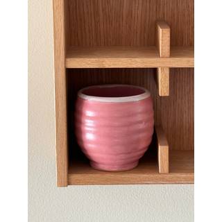 Japansk keramik kop – pink med hvid kant (uden hank, 300 ml)
