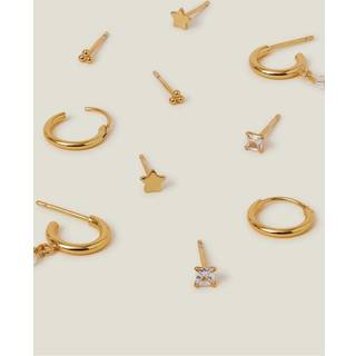 Accessorize 14ct-belagte stjernestuds- og bøjleøreringe 5 PakkeEn