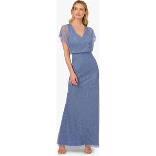 Adrianna Papell Adrianna Papell Blue Beaded Blouson Long Dress