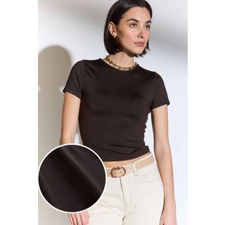 Next Chocolate Brown Slim Fit Short Sleeve Soft Touch Polyamide T-Shirt