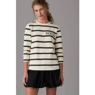 Next Ecru/Navy Long Sleeve Heavyweight Crew Neck T-Shirt