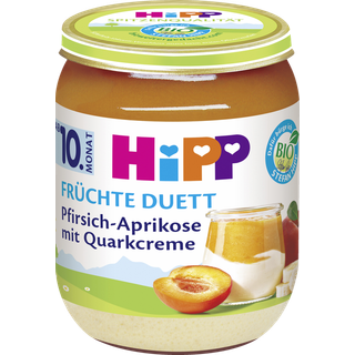 HiPP Økologisk frugtduet med fersken-abrikos og kvark 87.19 DKK/1 kg (6 x 160.0g)