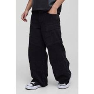 Mens Washed Black Extreme Baggy Biker Jeans