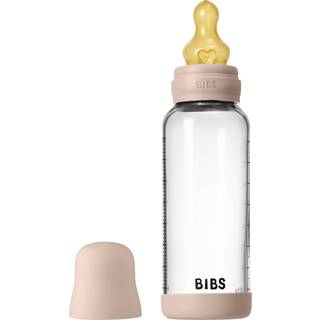 Bibs Glass Baby Bottle Round Latex Medium Flow Blush (240 ml)