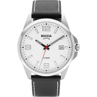 Boccia 3671-01 Herrenuhr Titan mit Lederband Schwarz
