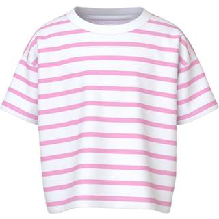 Name It T-shirt Hvid Med Pink Striber