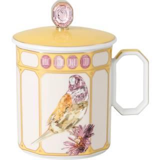 Idyllia Tasse, Porzellan, Kristallines Printmotiv, Gouldamadine, Gelb