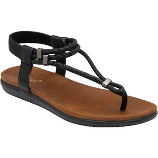 Lotus Lotus Black Low Wedges Toe Thong Sandals