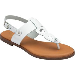 Lotus Lotus White Toe Thong Low Heel Sandals