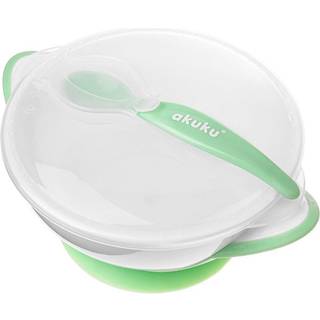 Akuku Babyskål med Sugekop og Ske (Grøn)