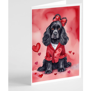 Caroline's Treasures DAC5321GCA7P Cocker Spaniel mine Valentine lykønskningskortpakke med 8 blanke kort med konvolutter, finurlig A7 -størrelse 5