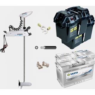 Elmotorpakke Watersnake Geo-Spot 80, 78", 620 W, 198 cm justerbar rigglængde, frontmonteret, med GPS-sensor + kontrol, med AGM-batterier (2 x 80 Ah) + batterikasser + kabelsko + fortinnet kabel