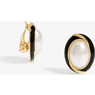 Jon Richard Jon Richard Gold Tone Pearl And Jet Enamel Pearl Clip Earrings