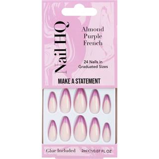Nail HQ Almond Purple French kunstige negle Med lim 24 stk. - 24 stk.