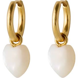 Ocean Heart Huggies gold-plated ørering med lille perlemor hjerte vedhæng