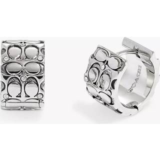 Coach COACH Silver Tone Quilted C Wide Huggie Earrings