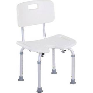 HOMCOM 8-Level Height Adjustable Bath Stool Spa Shower Chair Aluminum w/ Non-Slip Feet and Handle, Load Capacity 136kg Aosom UK