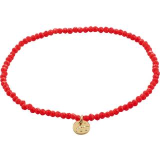 Pilgrim INDIE armbånd rød, guldbelagt