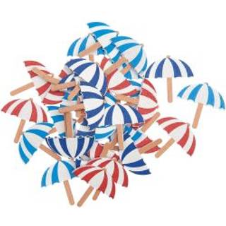 Holzstreu Sonnenschirm rot-weiß/blau-weiß 2x2cm 36 Stück