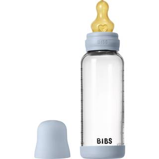 Bibs Glass Baby Bottle Round Latex Medium Flow Baby Blue (240 ml)