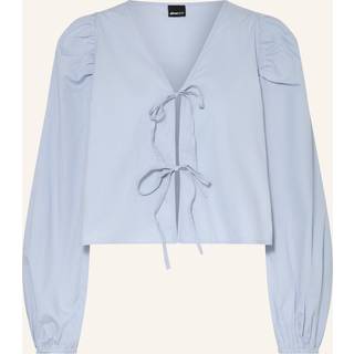 Gina Tricot-Tie blouse-bluser med pufærmer-Blå-L-Dame