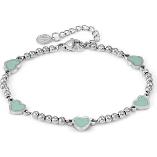 Nomination Emosfere Five Green Heart Beaded Stainless Steel Bracelet - Silver - 15cm