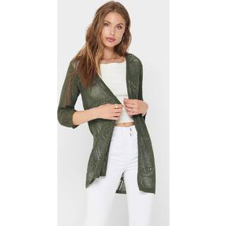 JDY JDY Khaki 3/4 Sleeve Crochet Kimono Cardigan