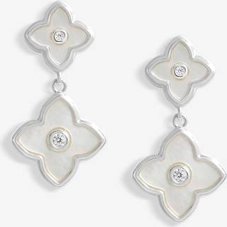 Jon Richard Jon Richard Silver Tone Mother Of Pearl Clover Double Drop Earrings