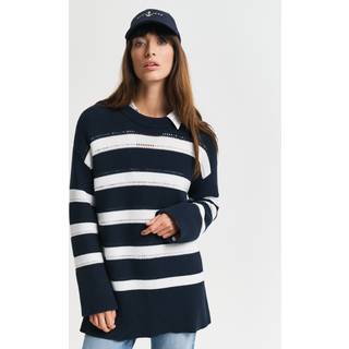 GANT Dame Stribet crewneck sweater med tekstur (XS)