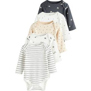 Next Black and White Long Sleeve Baby Bodysuits 5 Pack
