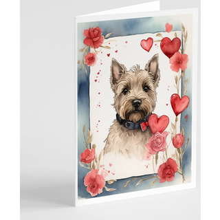 Caroline's Treasures DAC4555GCA7P Scottish Terrier Valentine Roses lykønskningskort Pakke med 8 blanke kort med konvolutter, finurlig A7 -størrel