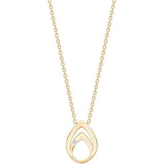 Siersbøl vedhæng i 8 kt. guld med cubic zirkonia - Inkl. forgyldt kæde