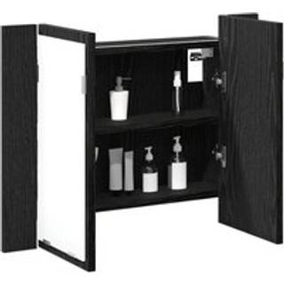 Badeværelsesspejlskab Sort eg 60 x 12 x 45 cm Konstrueret træ