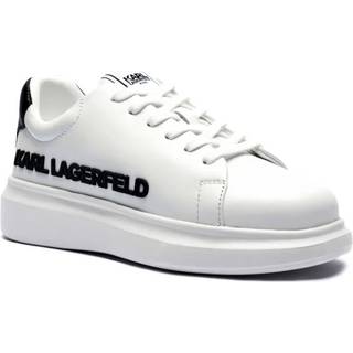 Karl Lagerfeldunisex til børn. Z30381 Hvide lædersko med logopræg (35), Fast, Blonder, Casual, børnetøj