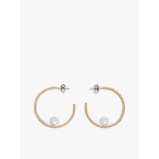 Gold-Plated Glass Pearl Hoop Earrings