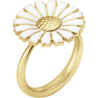 DAISY Ring (str. 54), Georg Jensen, Sterlingsølv belagt med 18 kt. guld / Hvid emalje