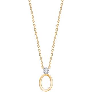 Siersbøl vedhæng i 14 kt. guld med diamant - Inkl. forgyldt kæde