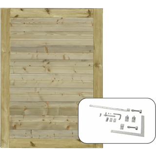 PLUS Plank enkeltlåge inkl. beslag, PEFC, nåletræ - 100 x 125 cm